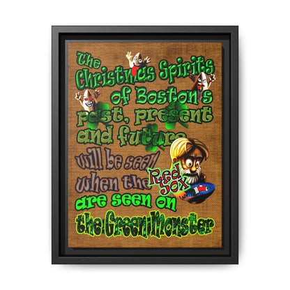 christmas spirits of boston - framed canvas art (brown papyrus)