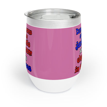 donkeys and elephants - Chill Wine Tumbler (light pink)