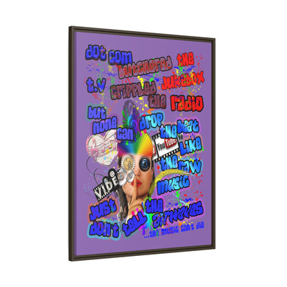 drop the beat - framed canvas art (light purple)