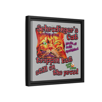 schrodinger's cat - framed canvas art (light grey)