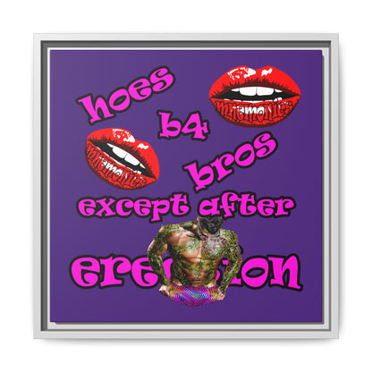 hoes b4 bros - framed canvas art (purple)