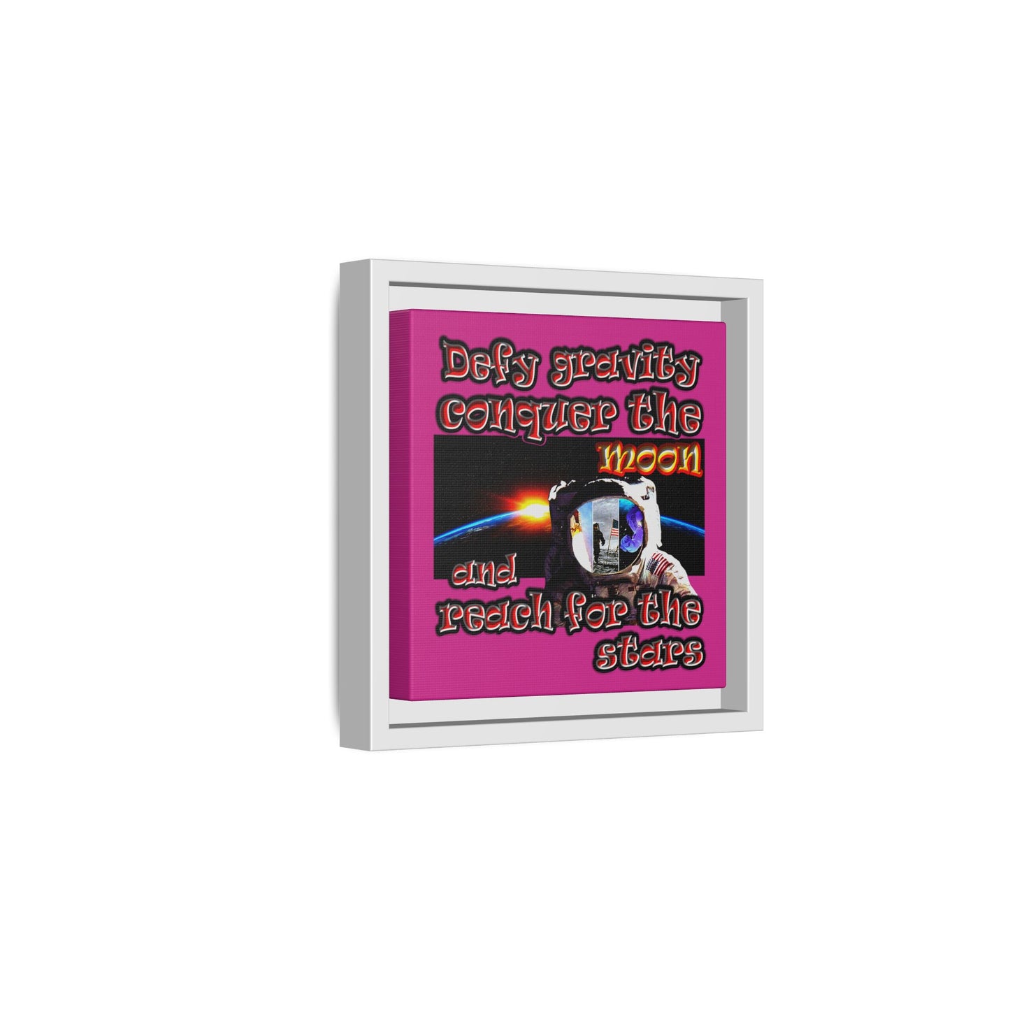 defy conquer reach - framed canvas art (pink)