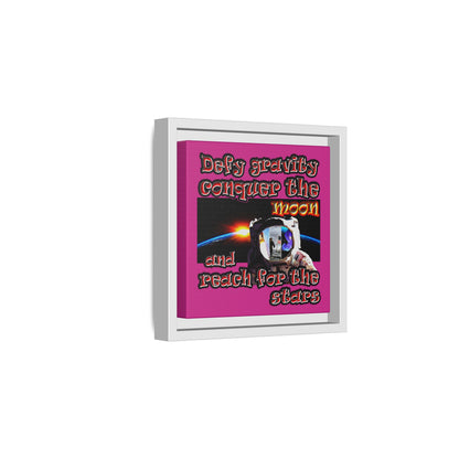 defy conquer reach - framed canvas art (pink)