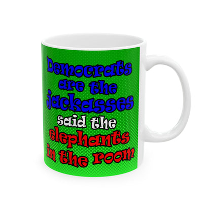 donkeys and elephants - White Mug (logo green)