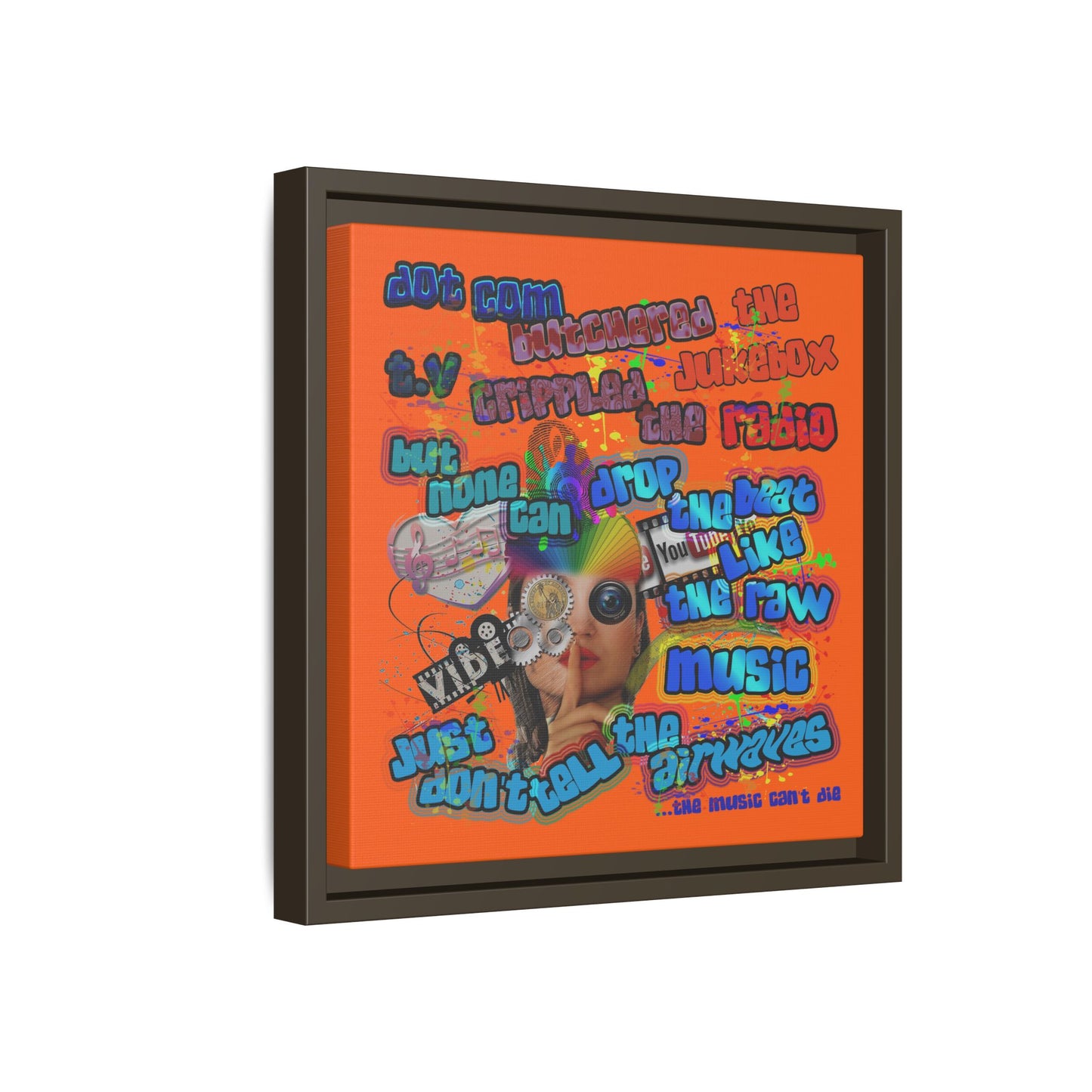 drop the beat - framed canvas art (orange)