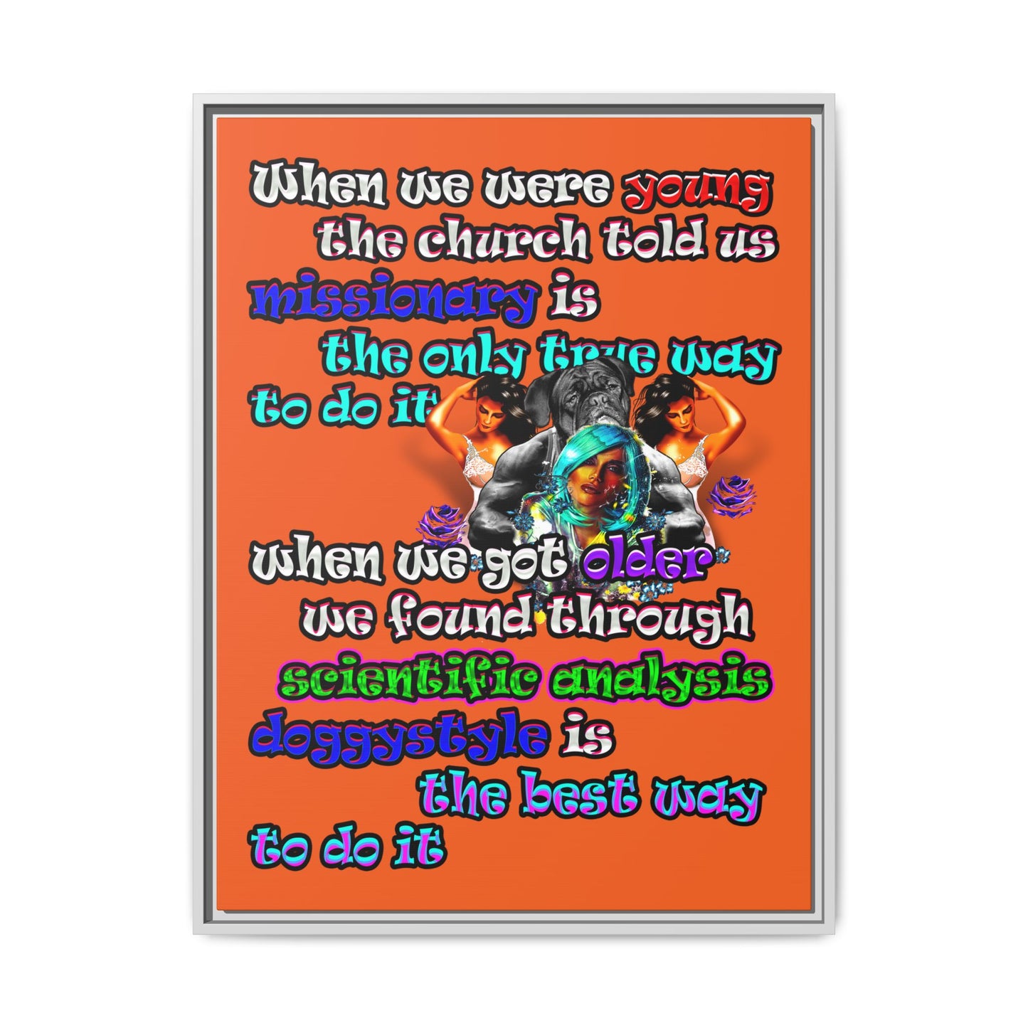 doggystyle - framed canvas art (orange)