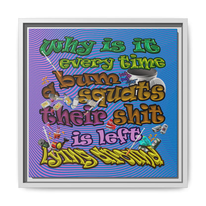 the bum's shit - framed canvas art (light blue-purple wave)