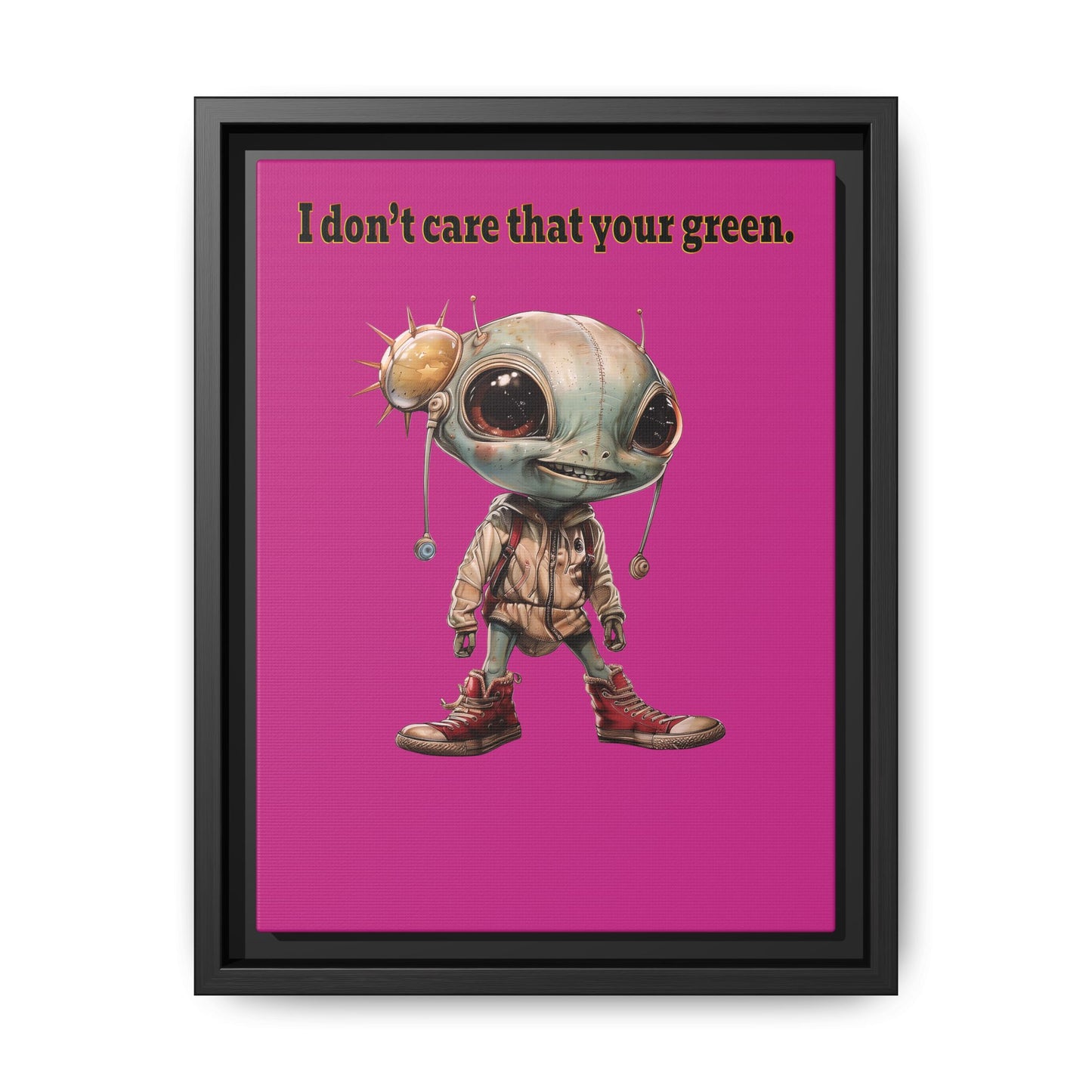 I don't care that your green - framed canvas art (pink)