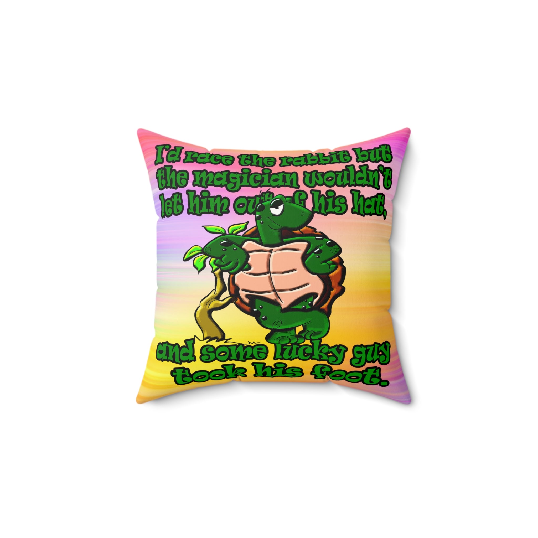 turtle race - Faux Suede Square Pillow - (color blur)