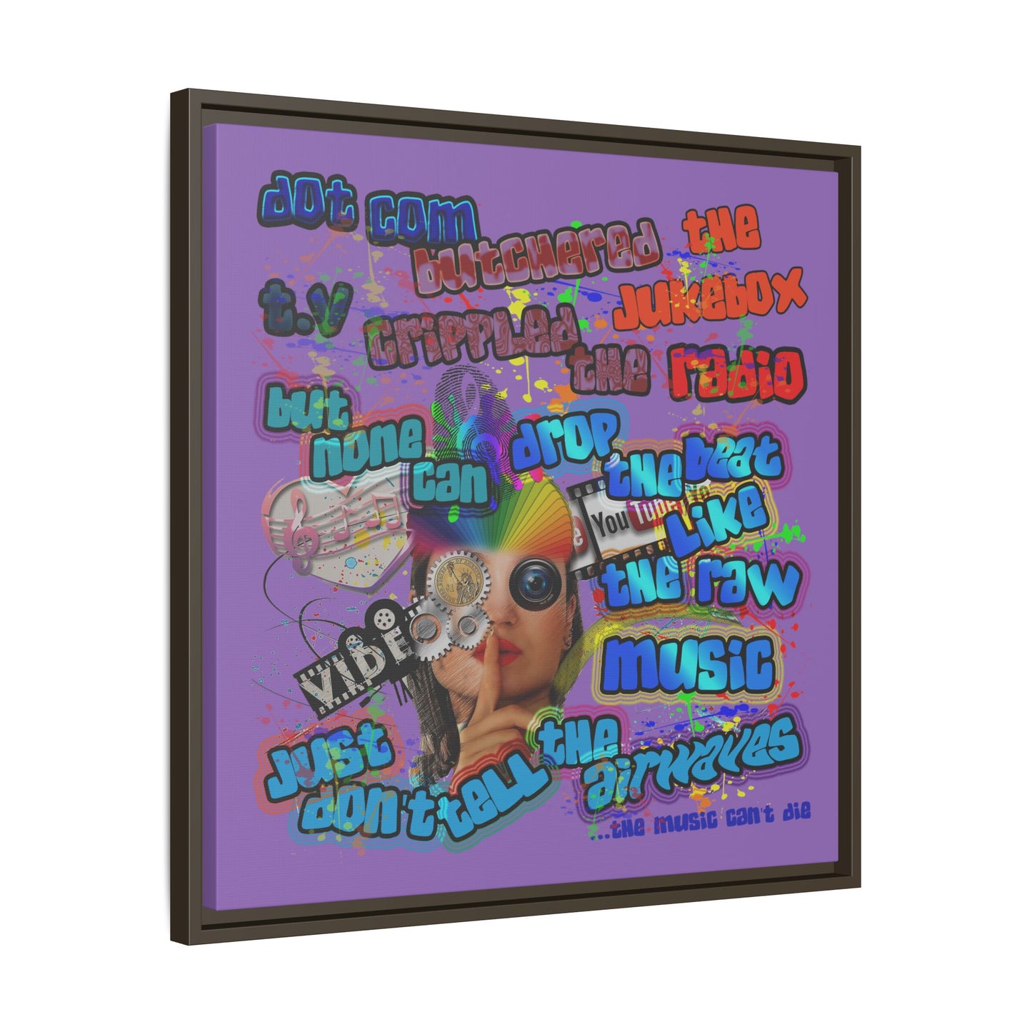 drop the beat - framed canvas art (light purple)