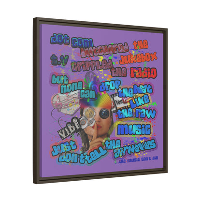 drop the beat - framed canvas art (light purple)