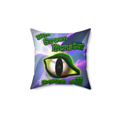 green monster - Faux Suede Square Pillow - (grey-pink wave)