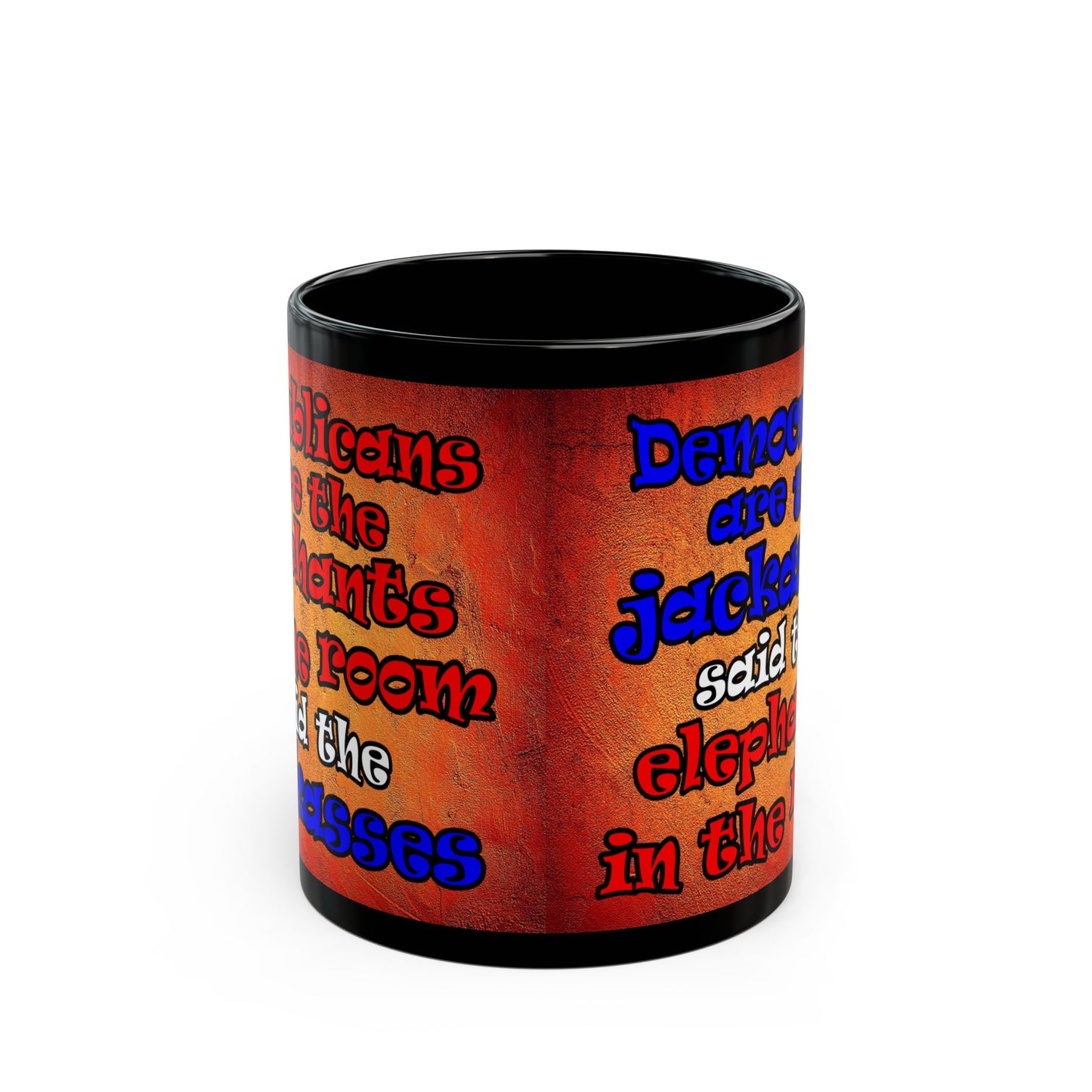 donkeys and elephants - Black Mug (burnt orange)