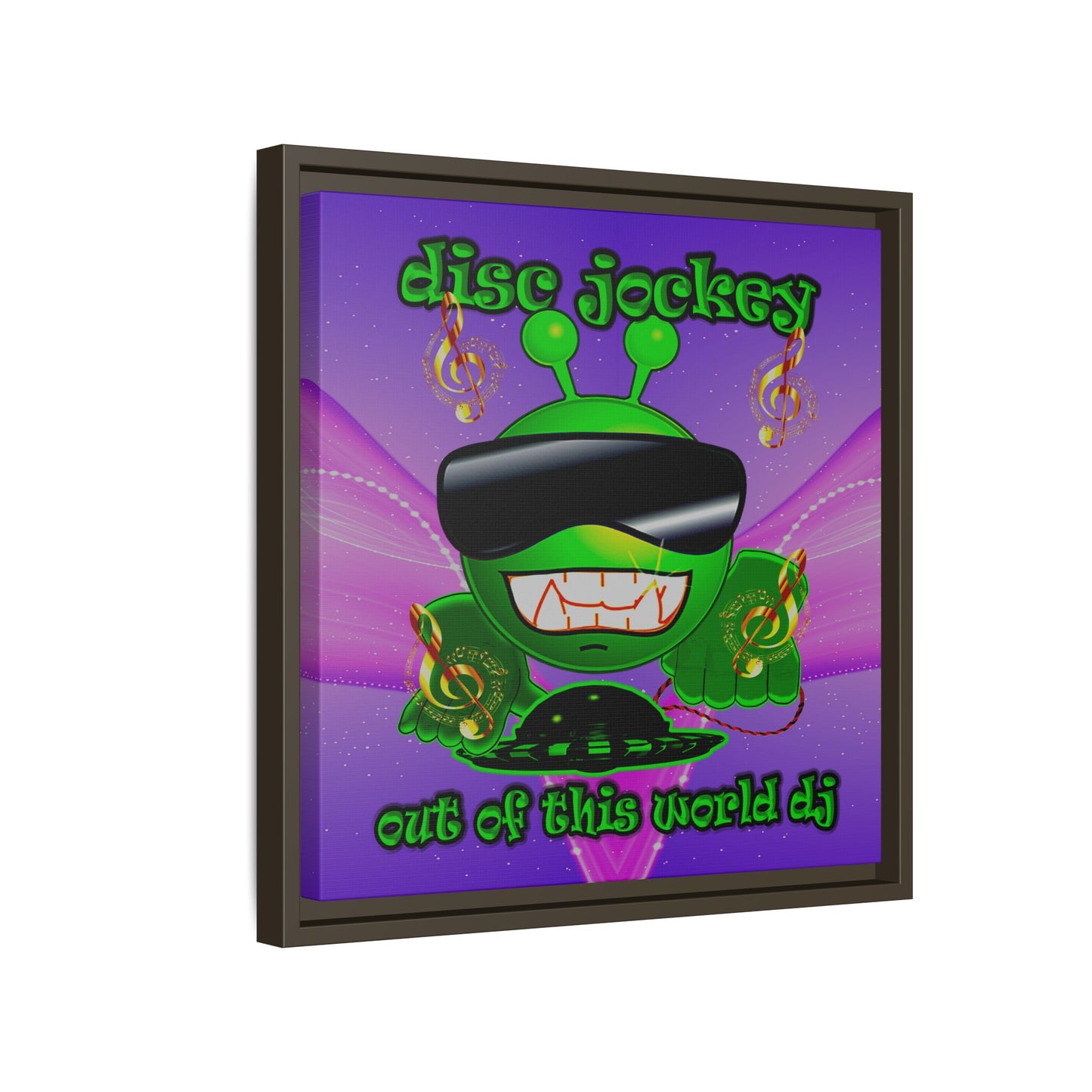 disc jockey - framed canvas art (purple-pink wave)