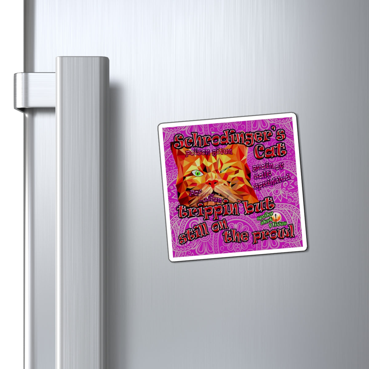 schrodinger's cat - Magnets - (pink swirl)
