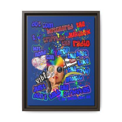 drop the beat - framed canvas art (dark blue)