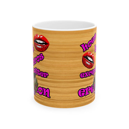hoes b4 bros - White Mug (butterscotch wood finish)