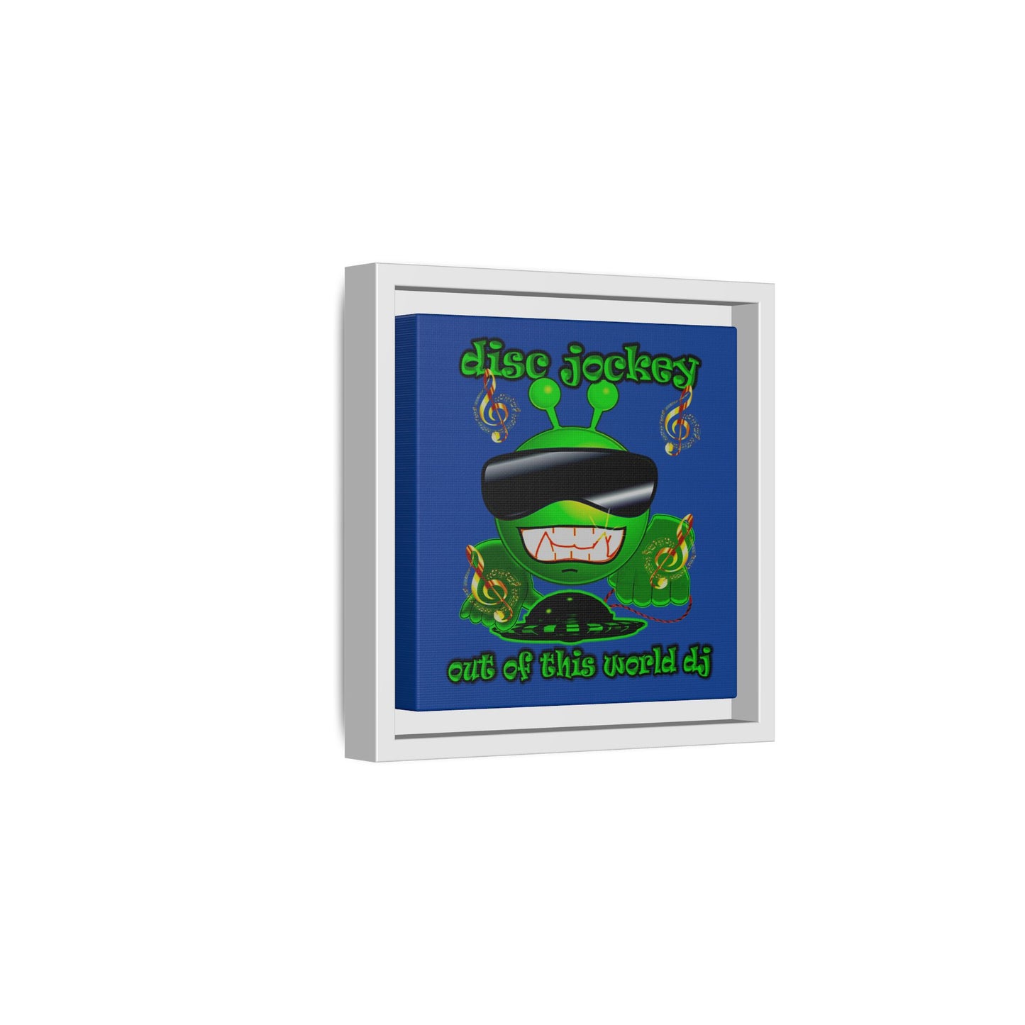 disc jockey - framed canvas art (dark blue)