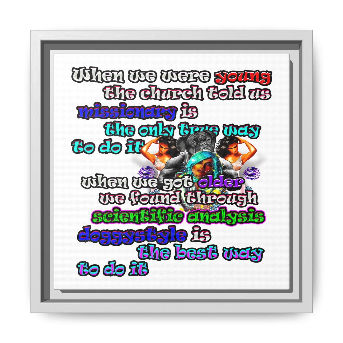 doggystyle - framed canvas art (white)