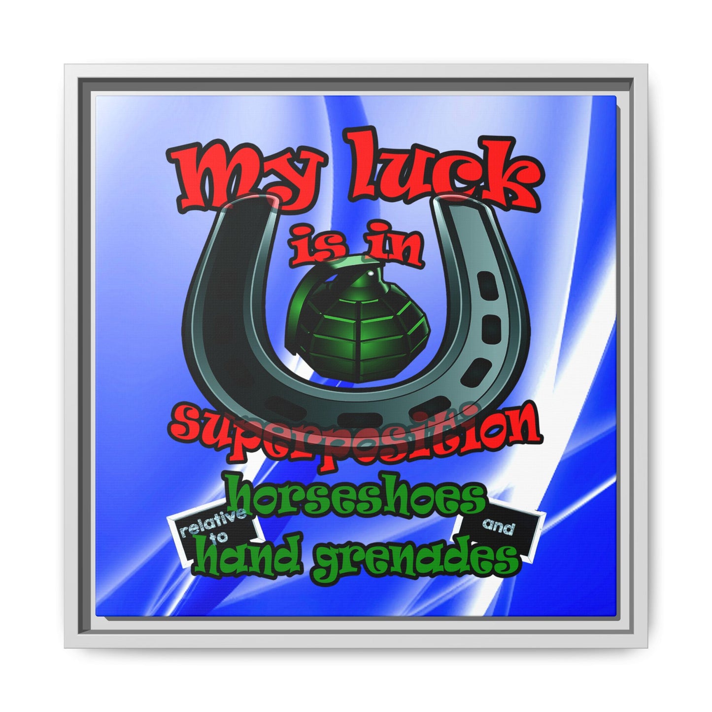 my luck - framed canvas art (blue-white wave)