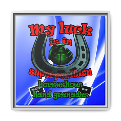 my luck - framed canvas art (blue-white wave)
