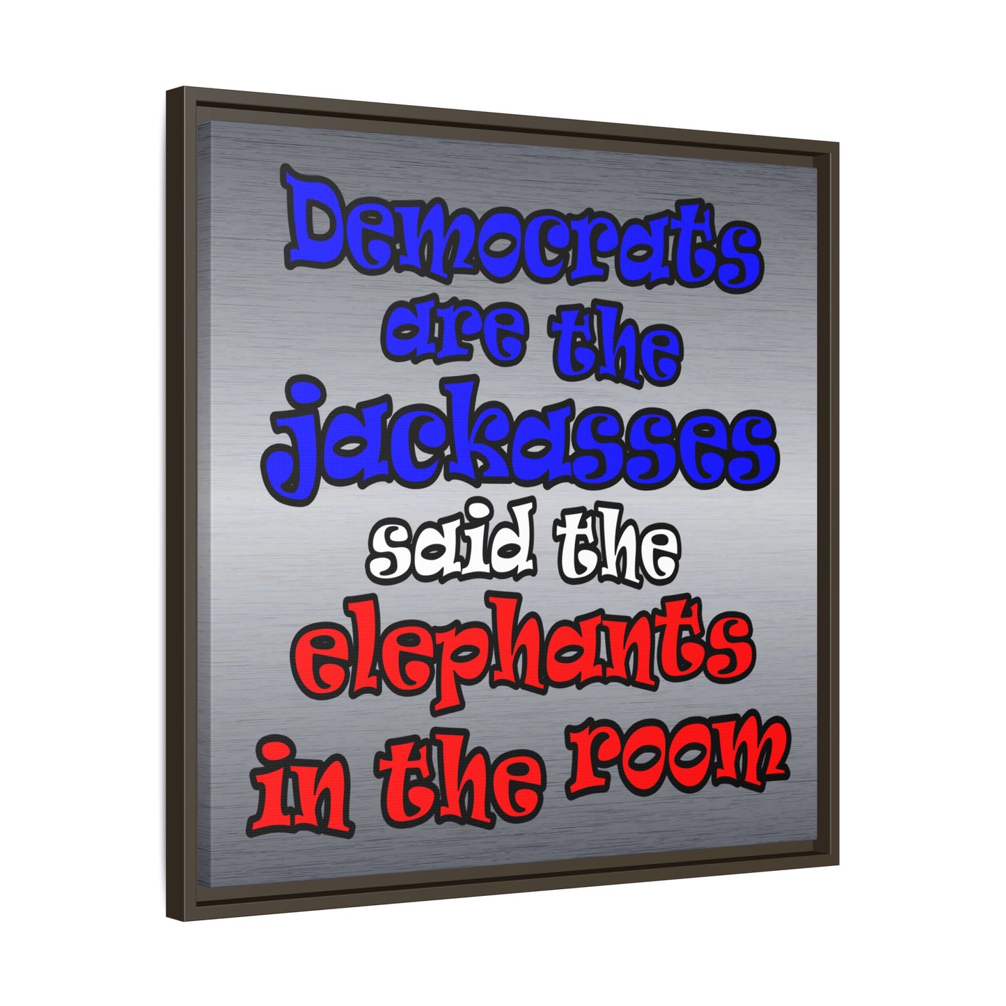 donkeys and elephants - framed canvas art (brushed nickel)