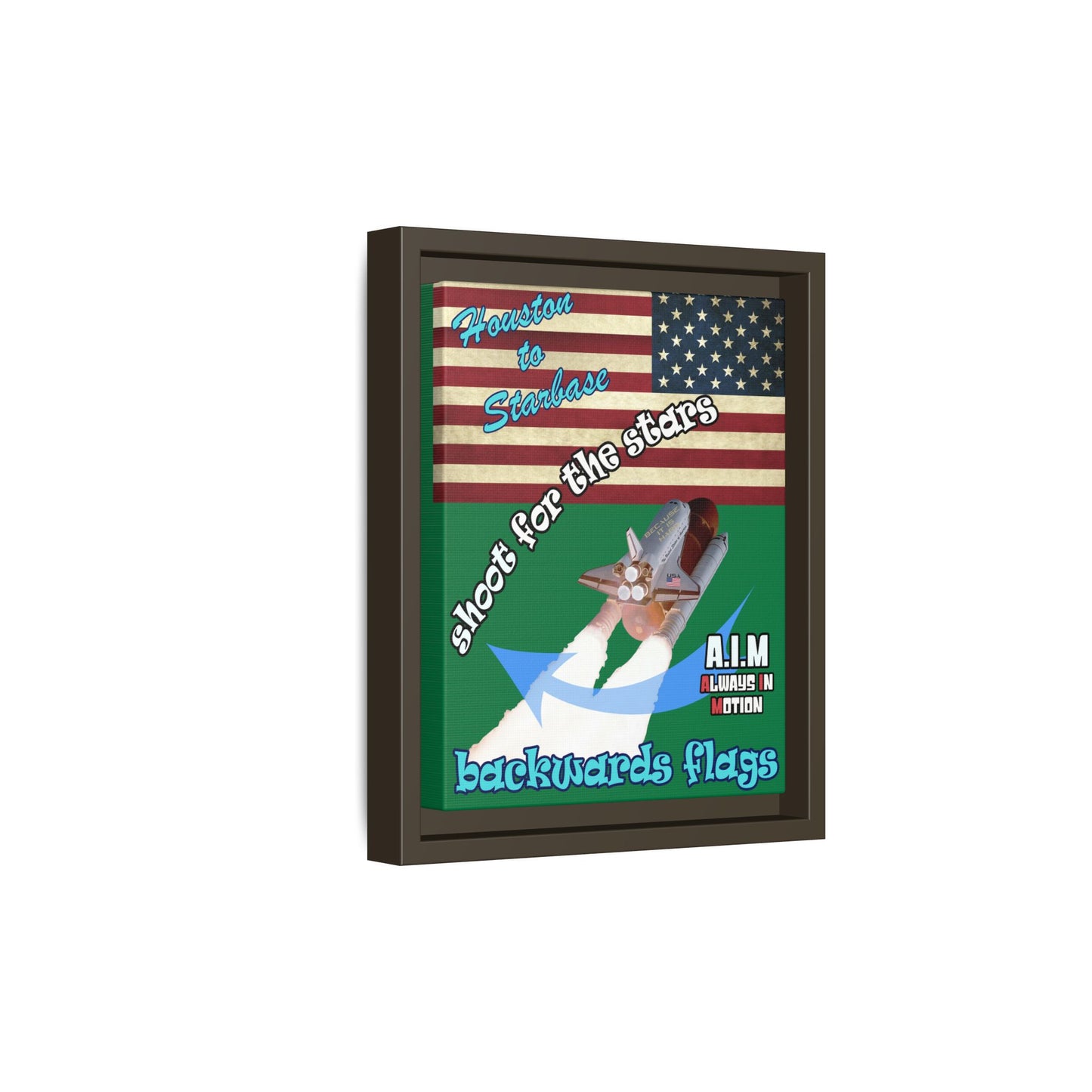 shoot for the stars - framed canvas art (dark green)