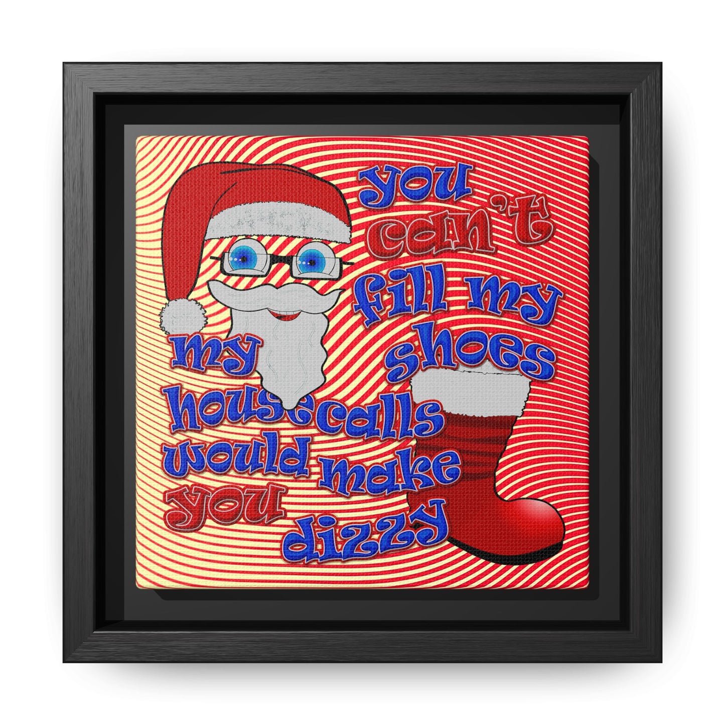 santa's shoes - framed canvas art (yellow-orange wave)