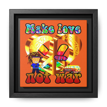 love peace - framed canvas art (orange)
