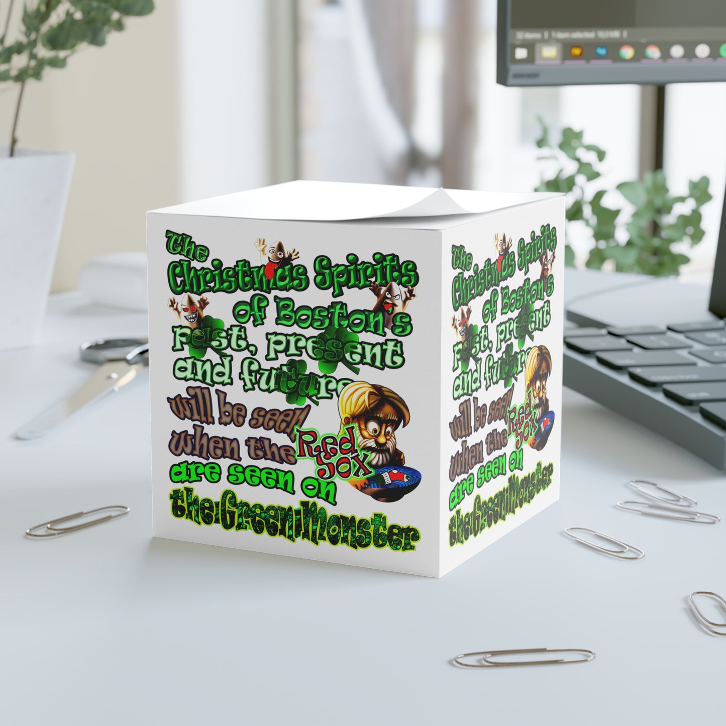 christmas spirits of boston - note cube (white)