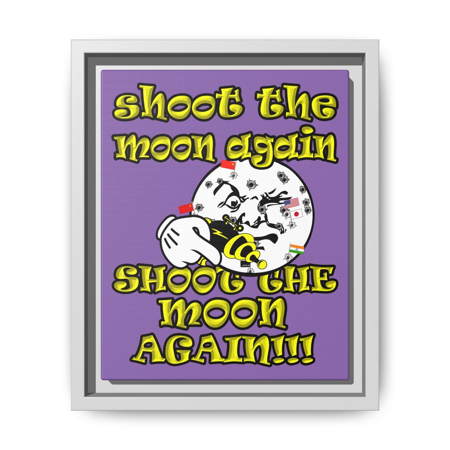 shoot the moon again - framed canvas art (light purple)