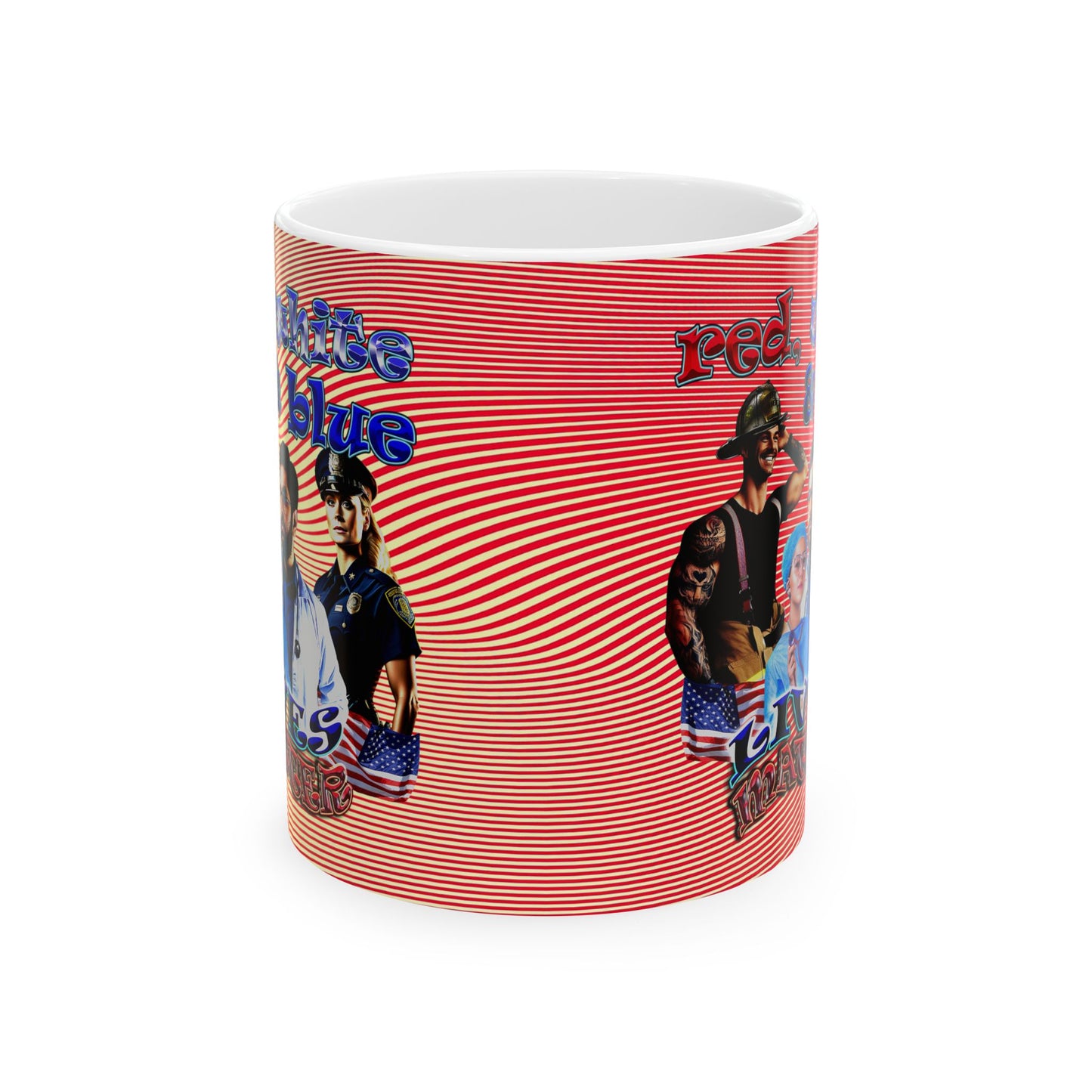 rw&b lives matter - White Mug (yellow-orange wave)