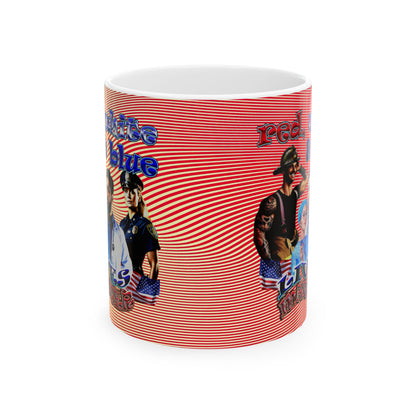 rw&b lives matter - White Mug (yellow-orange wave)