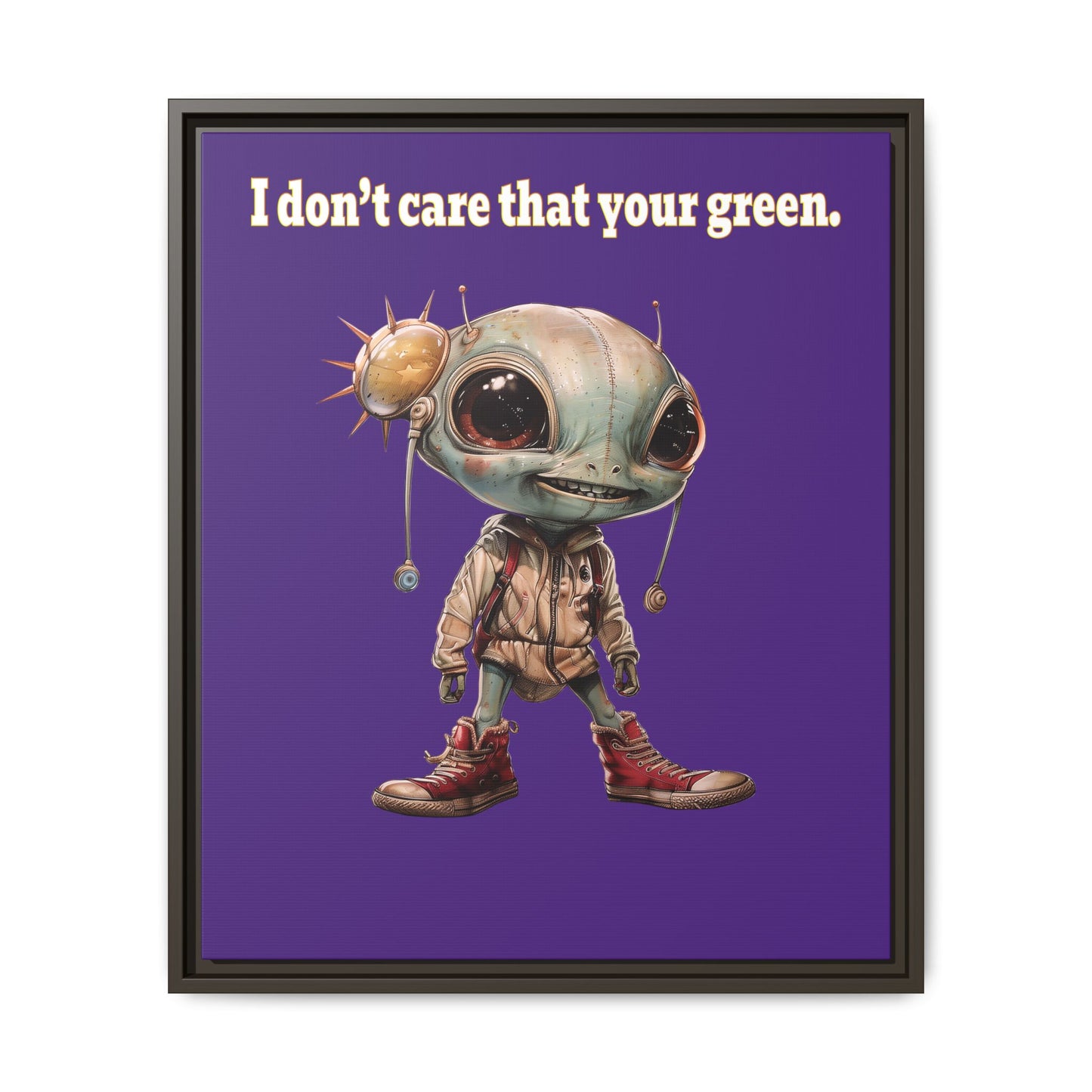 I don't care that your green - framed canvas art (purple)