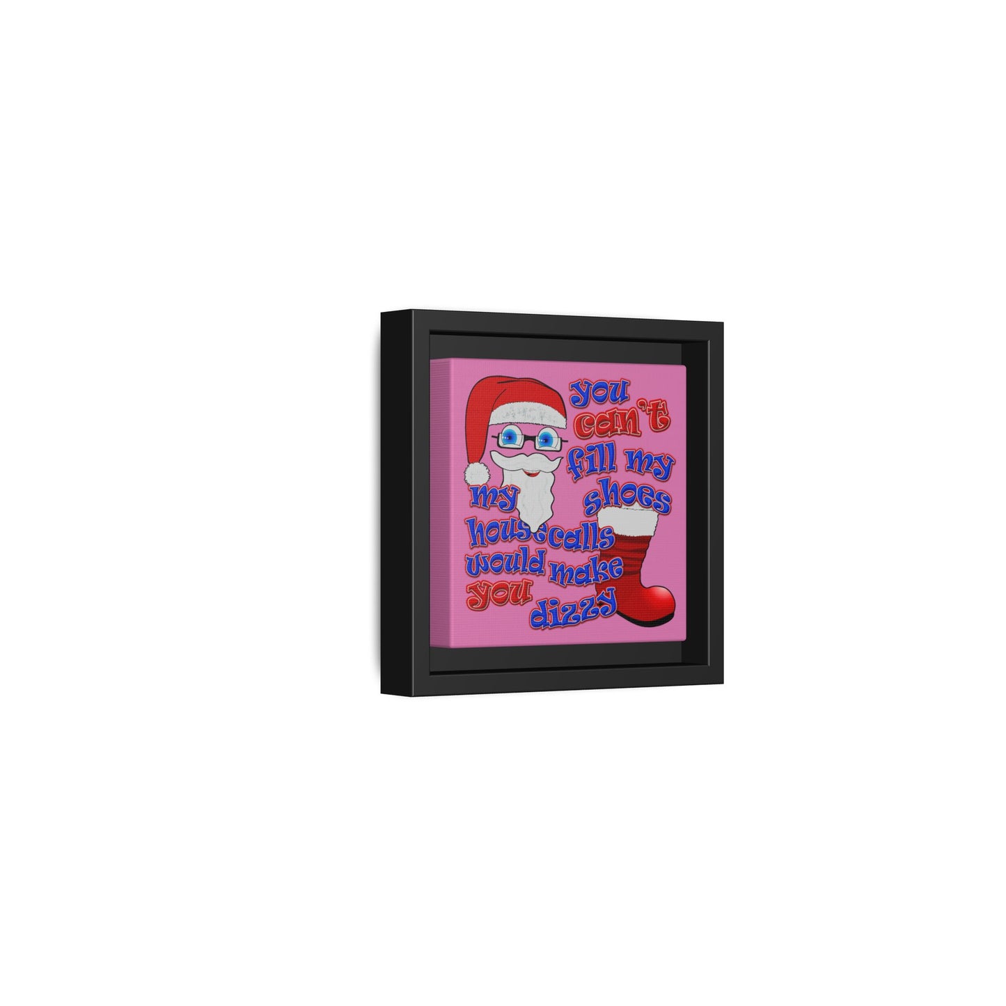 santa's shoes - framed canvas art (light pink)