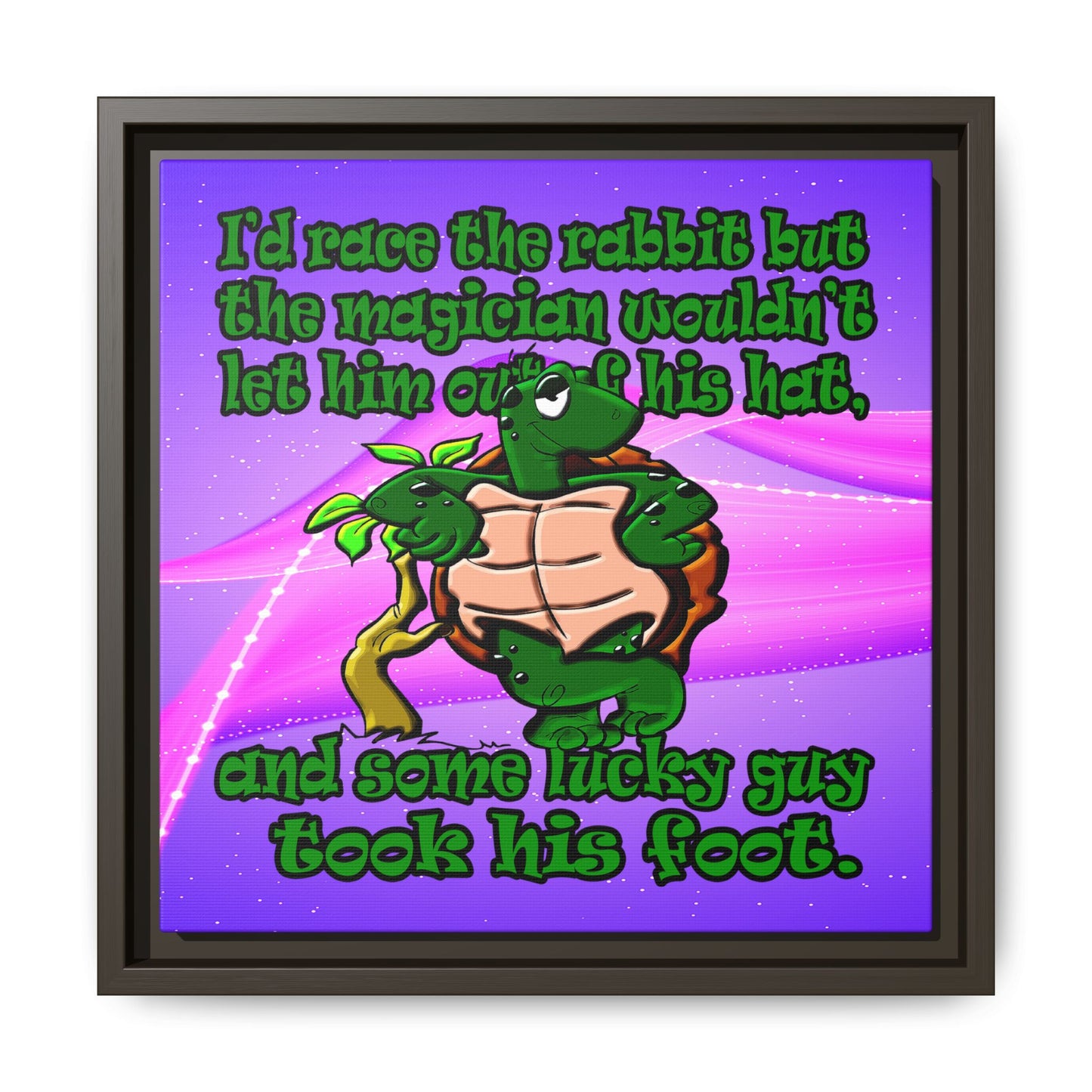 turtle race - framed canvas art (purple-pink wave)