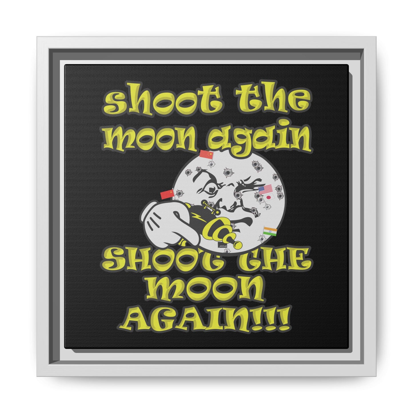 shoot the moon again - framed canvas art (black)