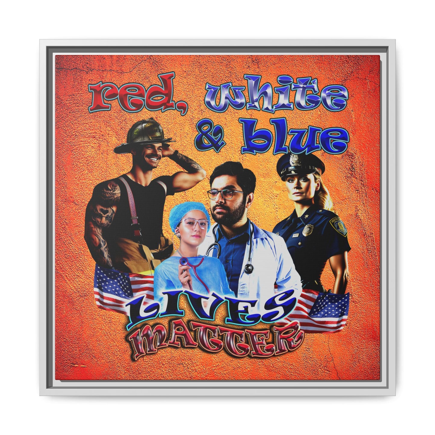 rw&b lives matter - framed canvas art (burnt orange)