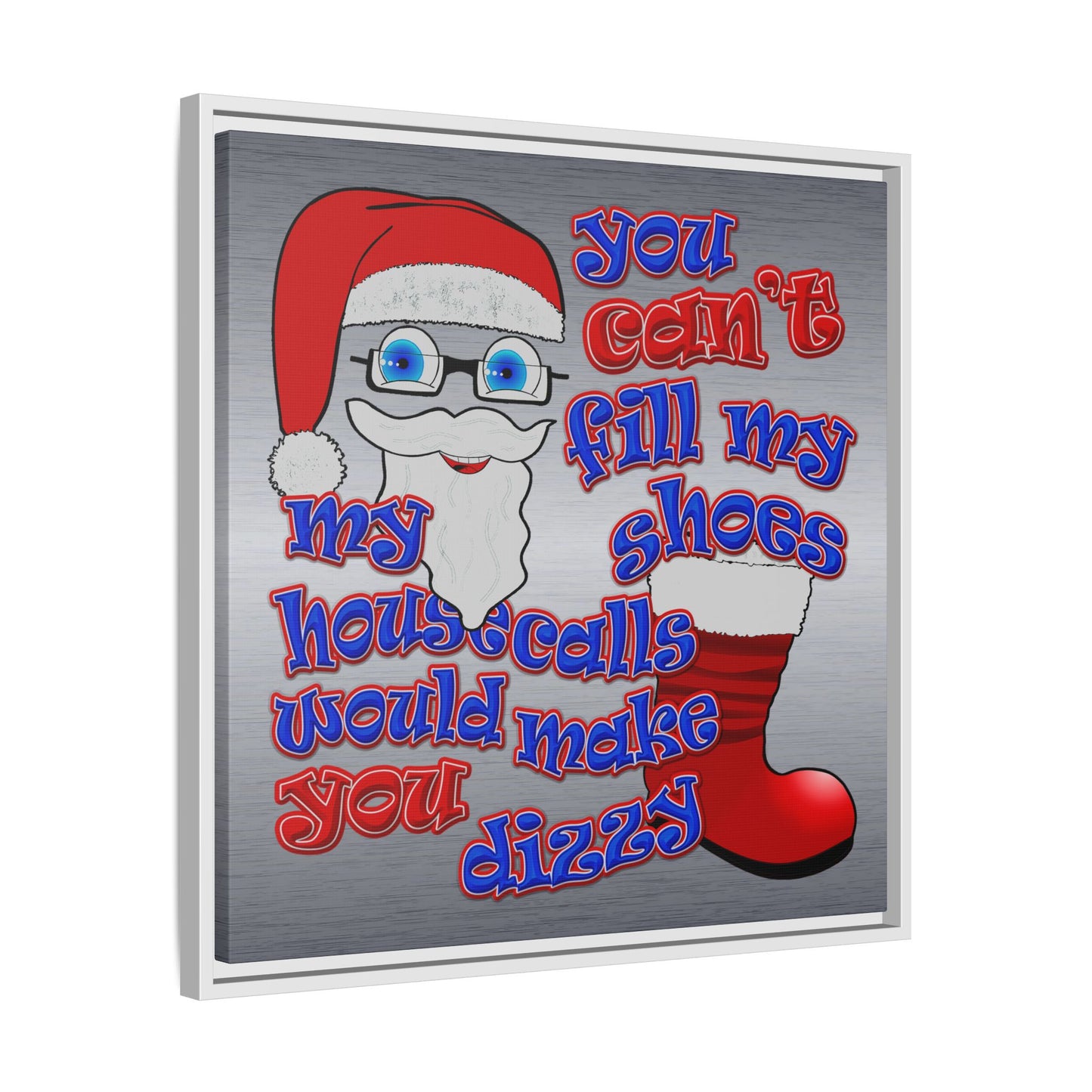 santa's shoes - framed canvas art (brushed nickel)