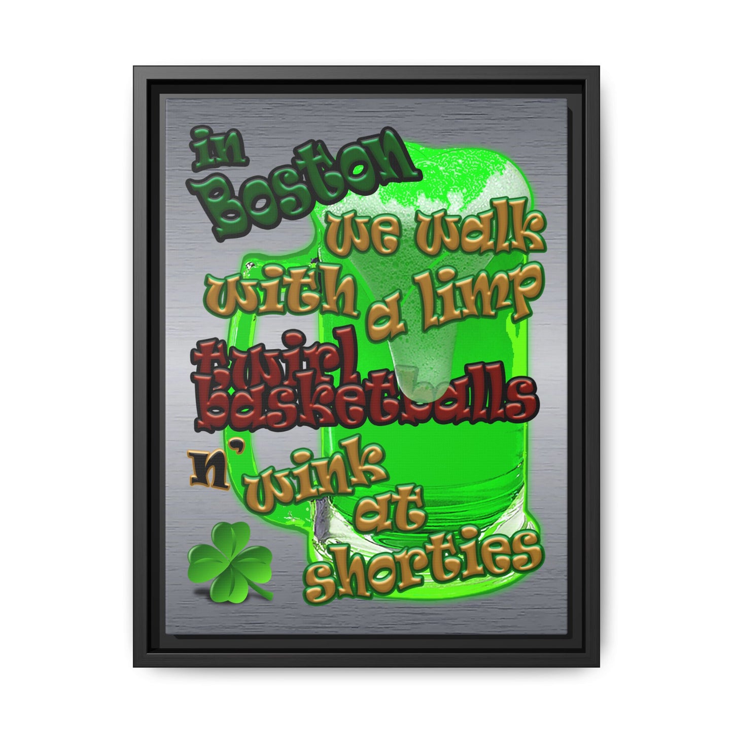 celtics logo - framed canvas art (brushed nickel)
