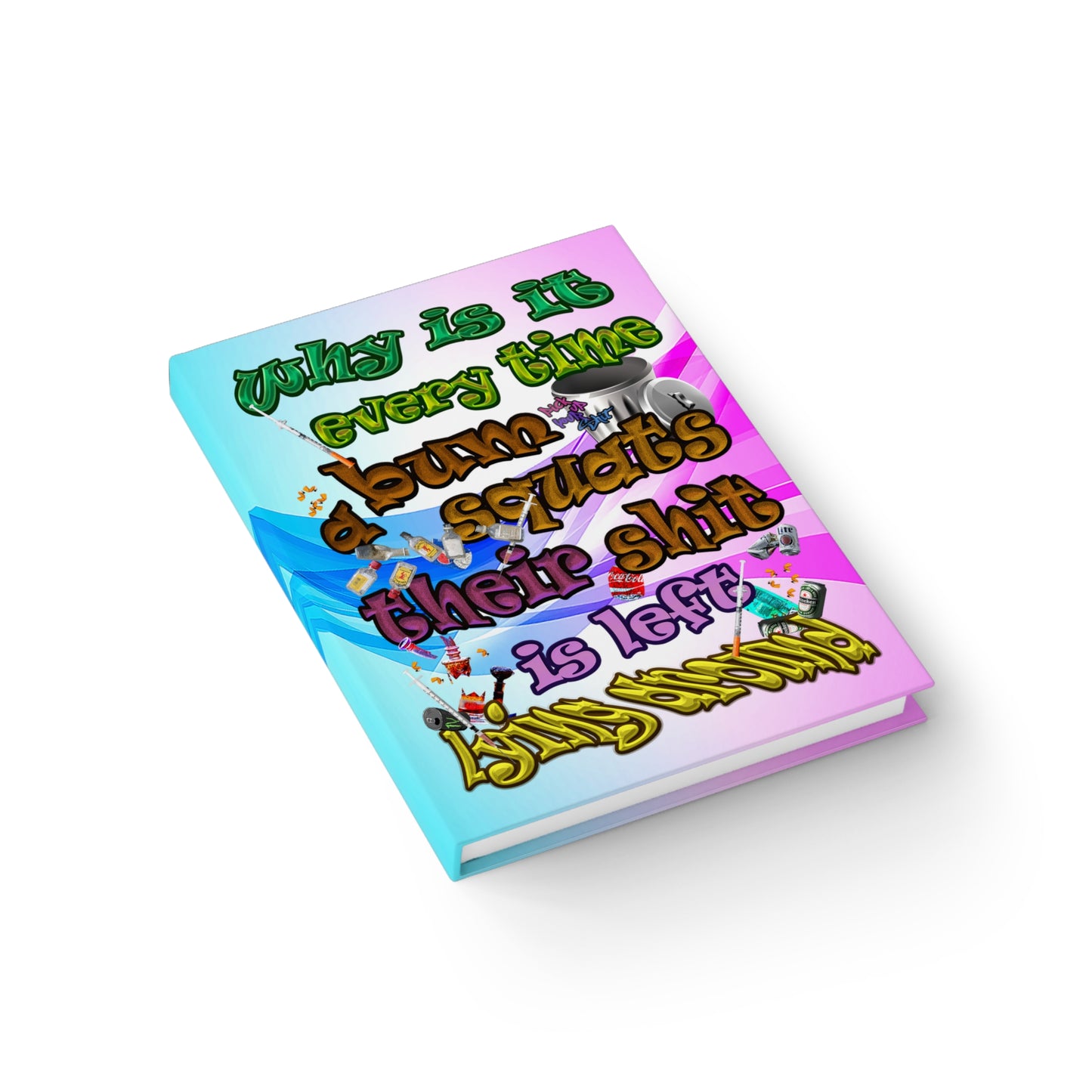 the bum's shit - journal-lined (light blue-pink wave)