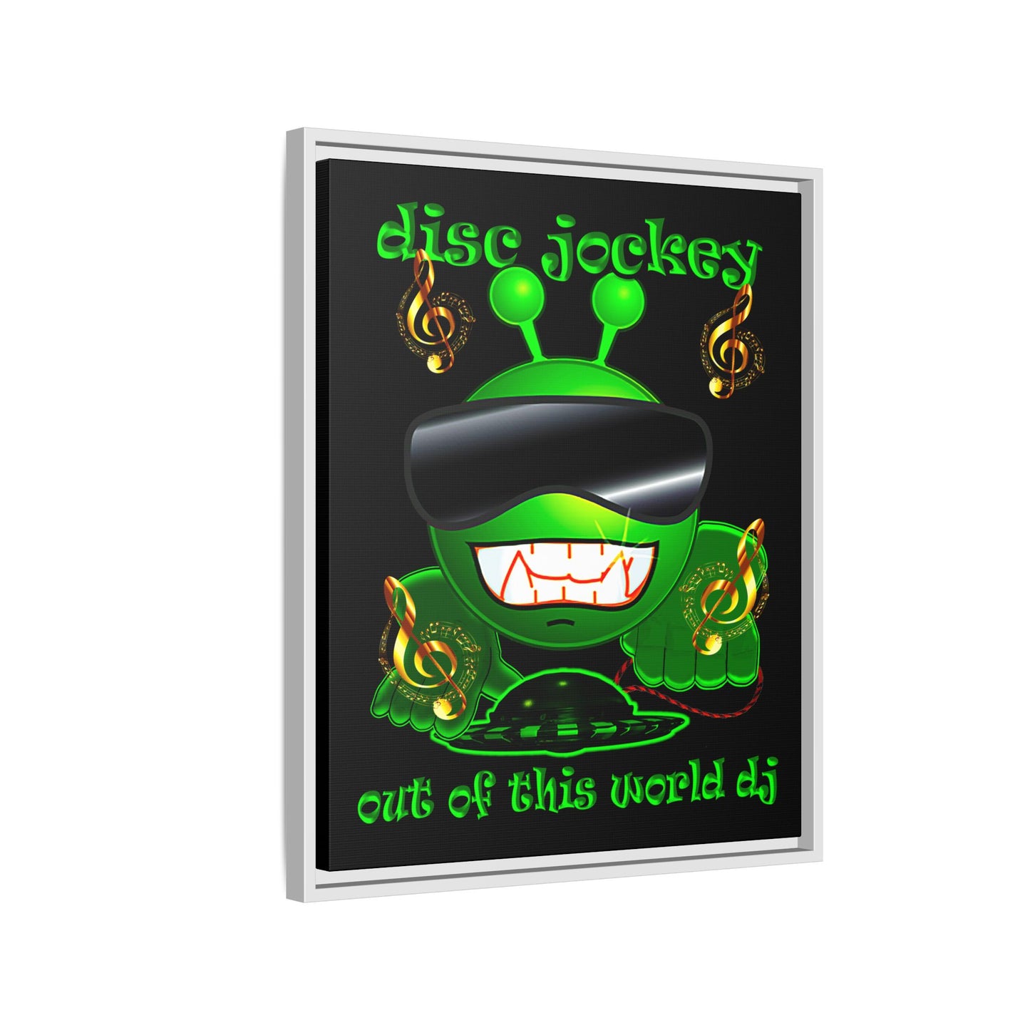 disc jockey - framed canvas art (black)