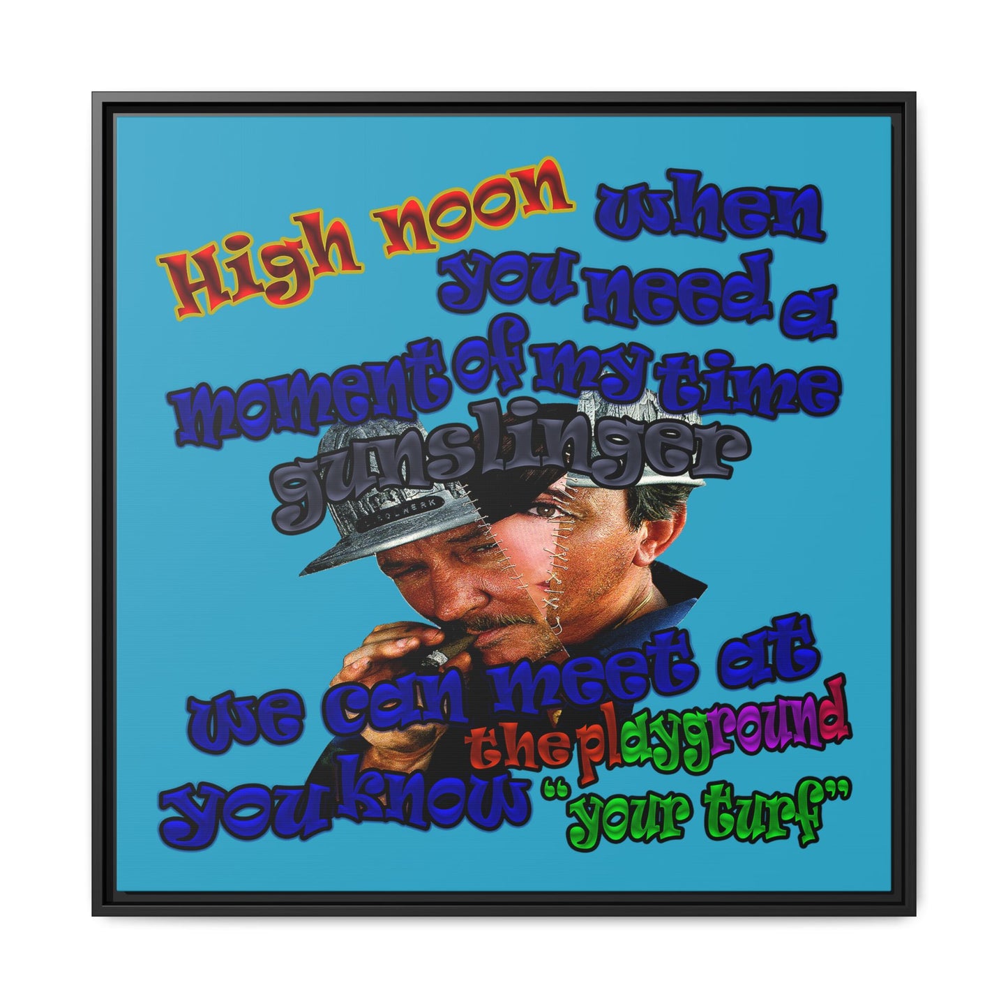 high noon - framed canvas art (turquoise)