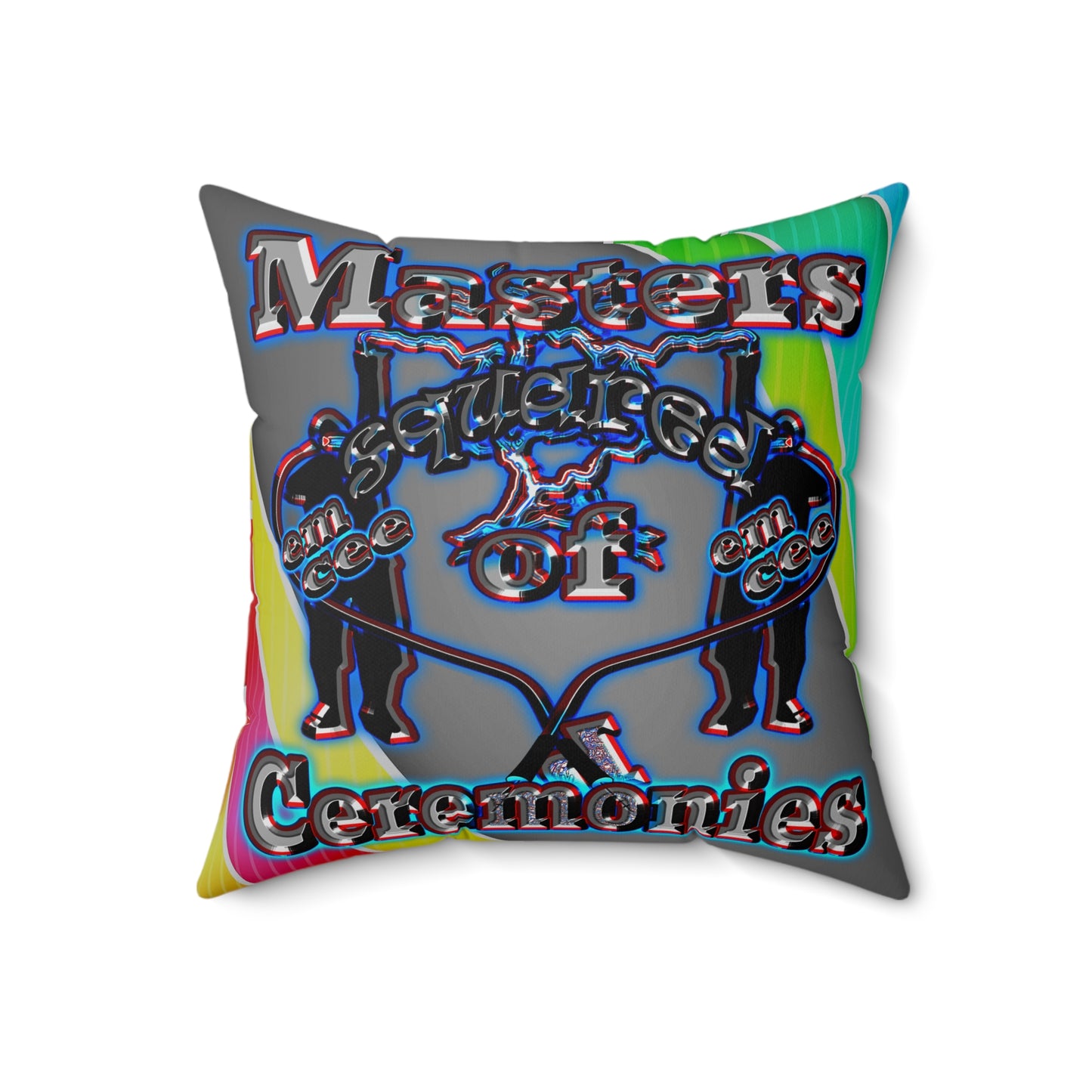 em cee squared - Spun Polyester Square Pillow - (rainbow split)