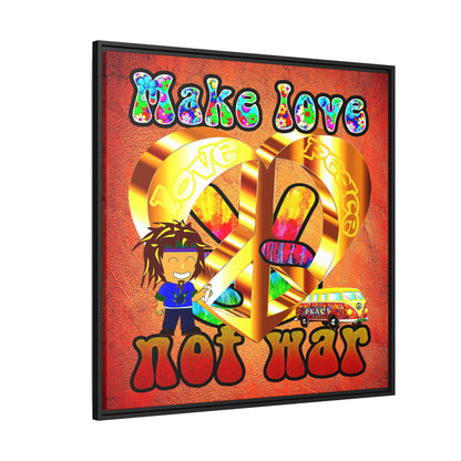 love peace - framed canvas art (burnt orange)