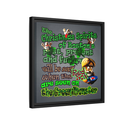 christmas spirits of boston - framed canvas art (grey-light grey)