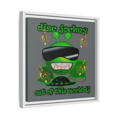 disc jockey - framed canvas art (dark grey)
