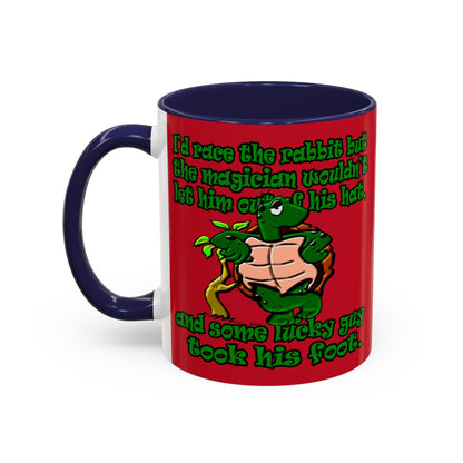 turtle race - Accent Mug (dark red)