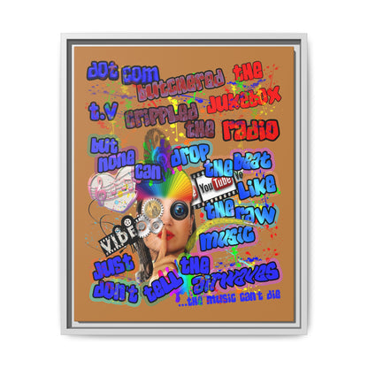 drop the beat - framed canvas art (light brown)