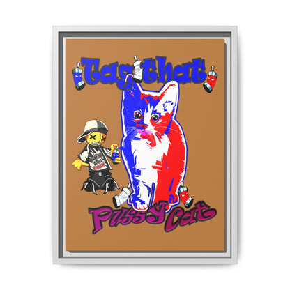 tag that - framed canvas art (light brown)